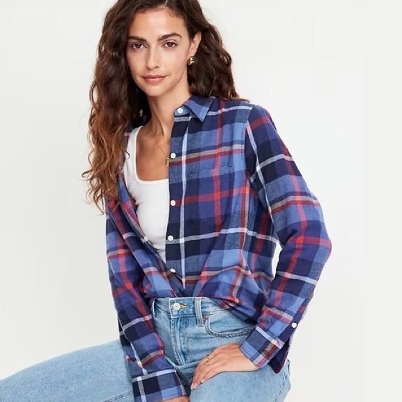 Columbia Tops - Columbia Women's Blue and Pink Plaid Button Down Shirt Size XS